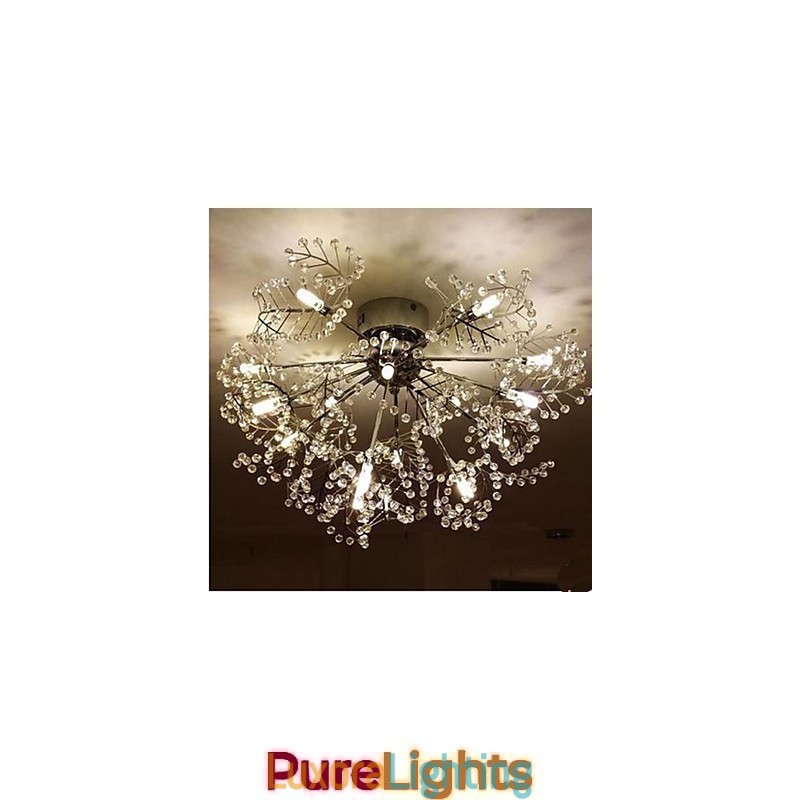 Designer Touch Decorative Stainless Steel Etched Deciduous Crystal Ceiling Llight