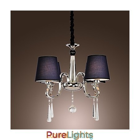 Designer Touch Decorative Vintage Chandelier 4 Light Classic Fabric Metal Painting