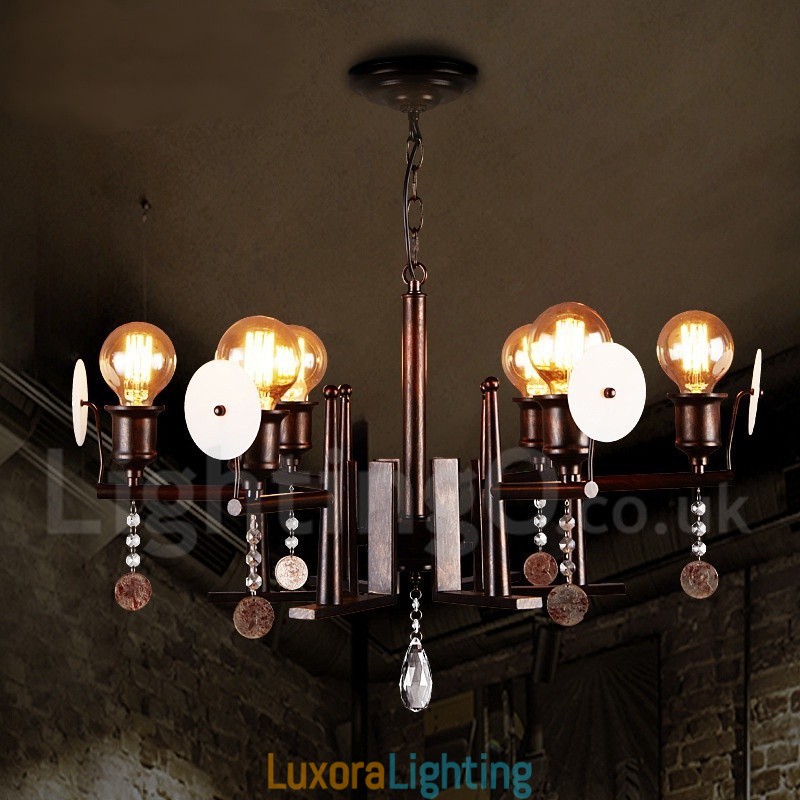 Designer Touch Decorative Industrial Style Steel Acrylic Crystal Lighting Store Pendant Chandelier Light