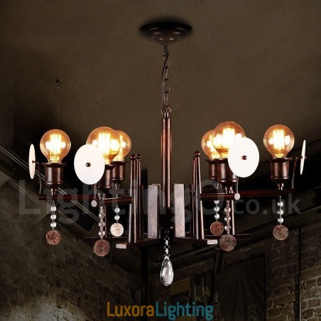 Designer Touch Decorative Industrial Style Steel Acrylic Crystal Lighting Store Pendant Chandelier Light