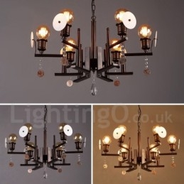 Designer Touch Decorative Industrial Style Steel Acrylic Crystal Lighting Store Pendant Chandelier Light