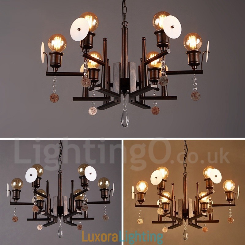 Designer Touch Decorative Industrial Style Steel Acrylic Crystal Lighting Store Pendant Chandelier Light