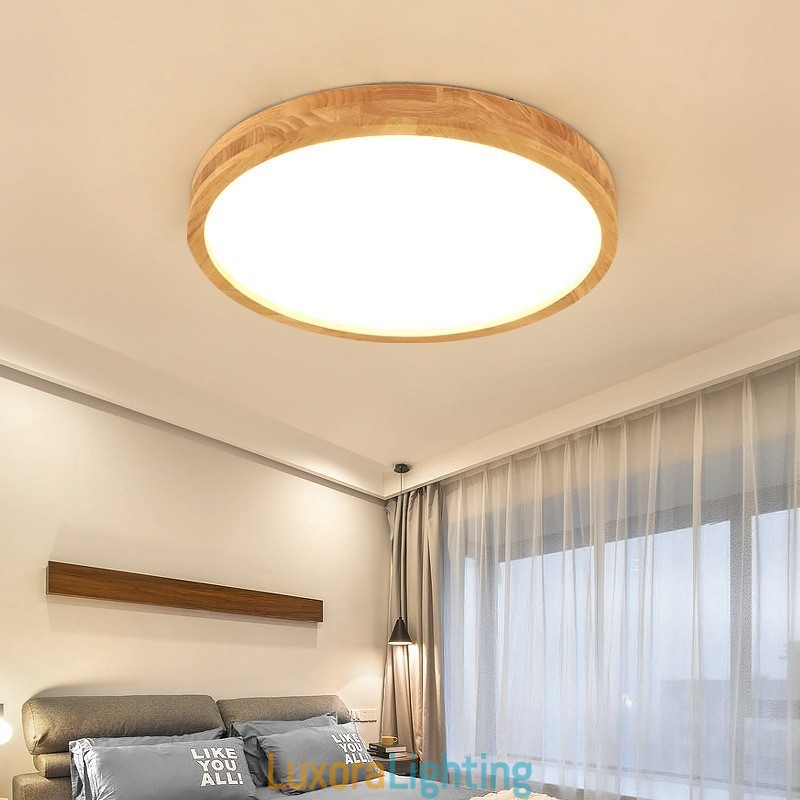 Designer Touch Decorative Ultra thin Round Wood Ceiling Lamp Solid Wood Acrylic Ceiling Lamp Nordic Lights