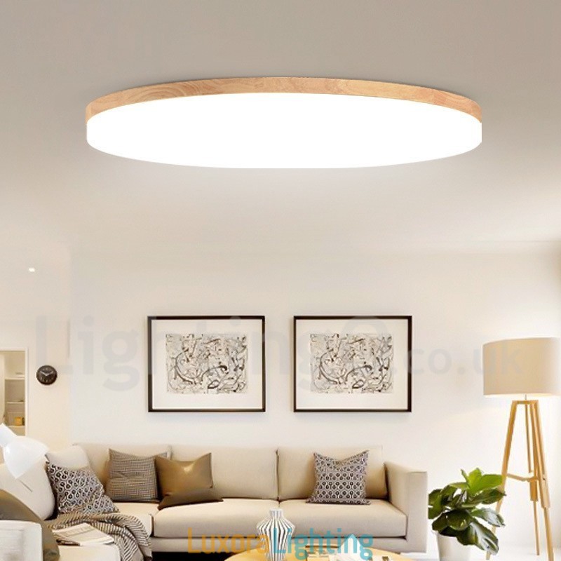 Designer Touch Decorative Nordic Round Ceiling Lamp Simple Modern Solid Wood Lamp Ultra thin Ceiling Lamp