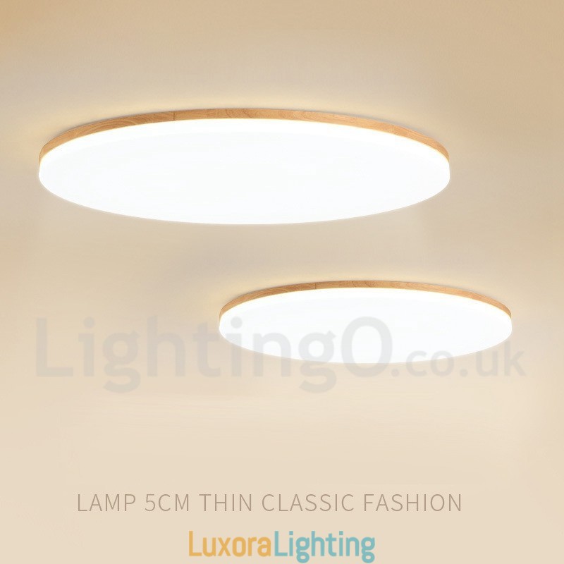 Designer Touch Decorative Nordic Round Ceiling Lamp Simple Modern Solid Wood Lamp Ultra thin Ceiling Lamp