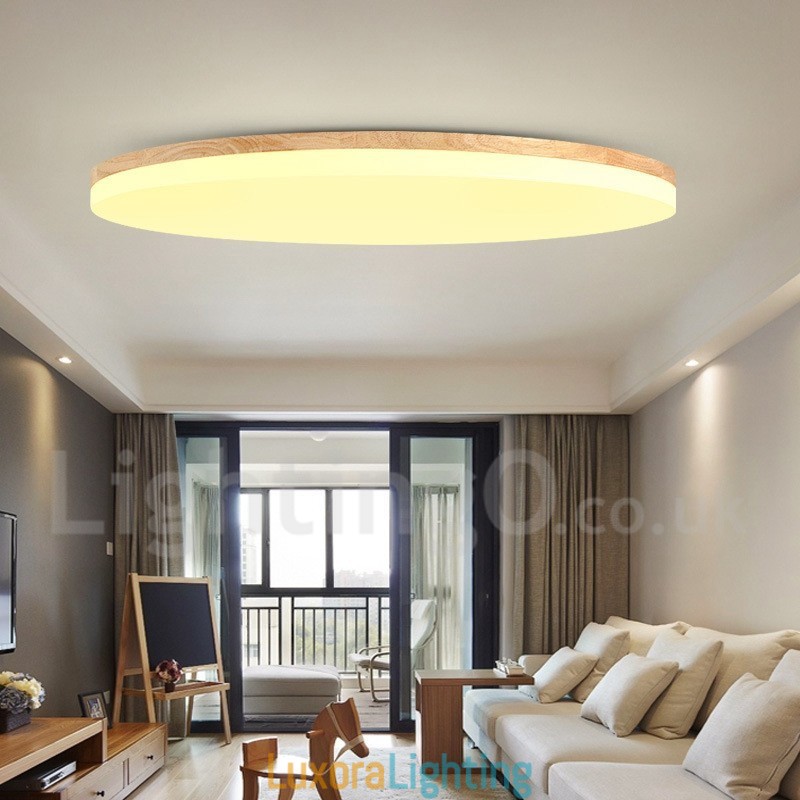 Designer Touch Decorative Nordic Round Ceiling Lamp Simple Modern Solid Wood Lamp Ultra thin Ceiling Lamp