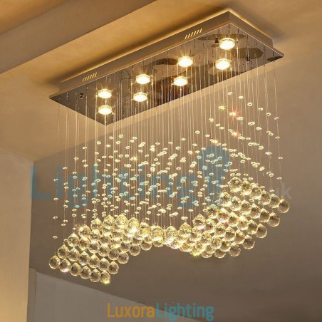 Designer Touch Decorative Modern Contemporary Chandelier Flush mount Pendant Fixture Crystal Rain Drop Light