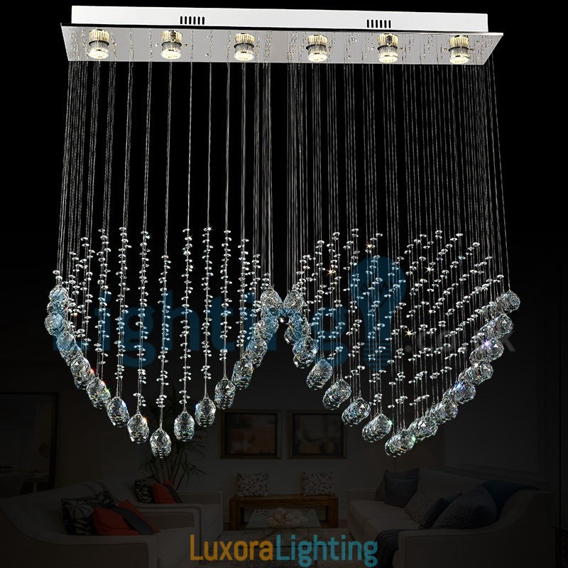 Designer Touch Decorative Modern Contemporary Chandelier Flush mount Pendant Fixture Crystal Rain Drop Light
