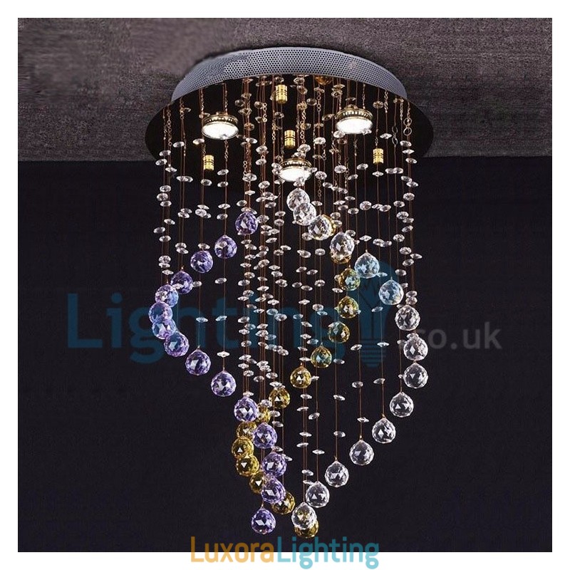 Designer Touch Decorative Modern Contemporary Chandelier Flush mount Pendant Fixture Crystal Rain Drop Light