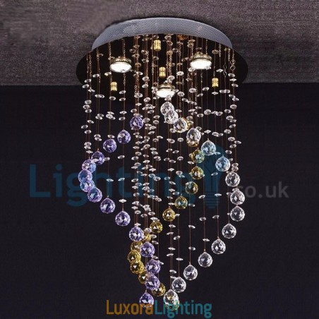 Designer Touch Decorative Modern Contemporary Chandelier Flush mount Pendant Fixture Crystal Rain Drop Light