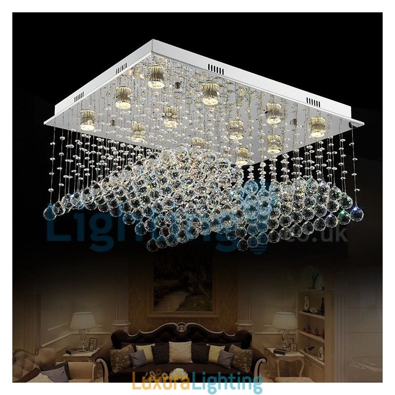 Designer Touch Decorative Modern Contemporary Chandelier Flush mount Pendant Fixture Crystal Rain Drop Light