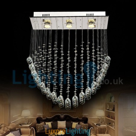 Designer Touch Decorative Modern Contemporary Chandelier Flush mount Pendant Fixture Crystal Rain Drop Light
