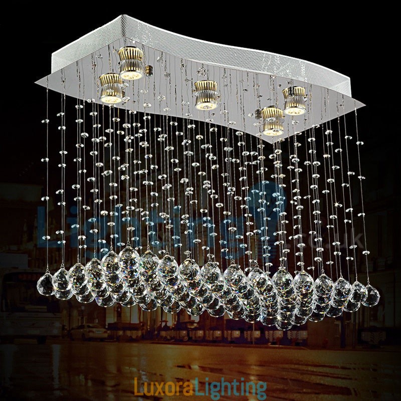 Designer Touch Decorative Modern Contemporary Chandelier Flush mount Pendant Fixture Crystal Rain Drop Light