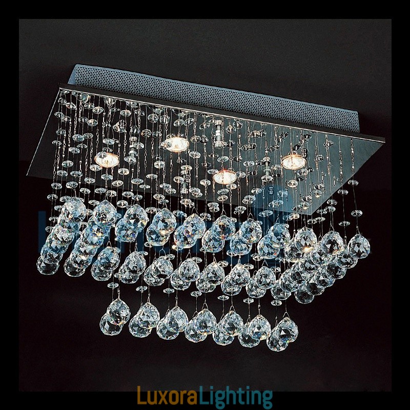 Designer Touch Decorative Modern Contemporary Chandelier Flush mount Pendant Fixture Crystal Rain Drop Light