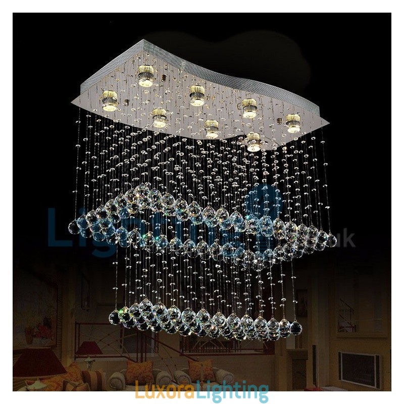 Designer Touch Decorative Modern Contemporary Chandelier Flush mount Pendant Fixture Crystal Rain Drop Light