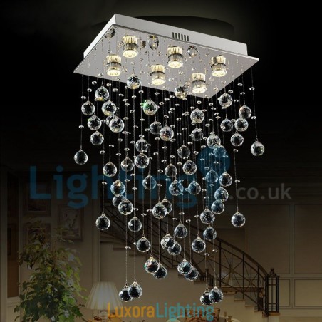 Designer Touch Decorative Modern Contemporary Chandelier Flush mount Pendant Fixture Crystal Rain Drop Light