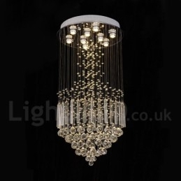 Designer Touch Decorative Modern Contemporary Chandelier Flush mount Pendant Fixture Crystal Rain Drop Light