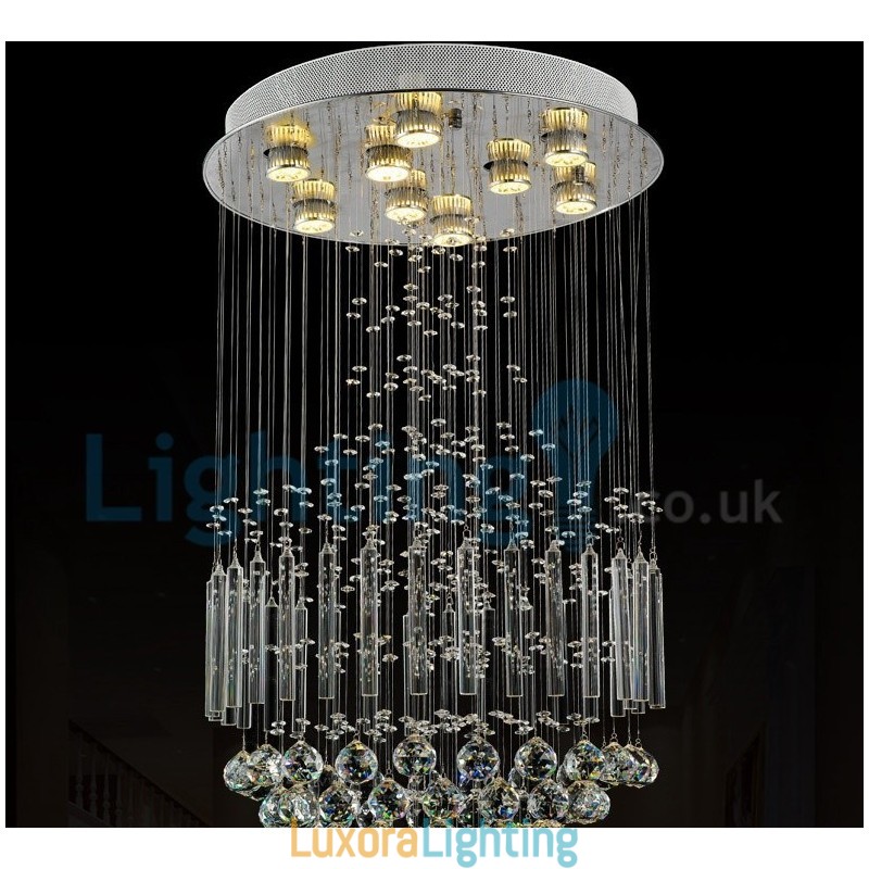 Designer Touch Decorative Modern Contemporary Chandelier Flush mount Pendant Fixture Crystal Rain Drop Light