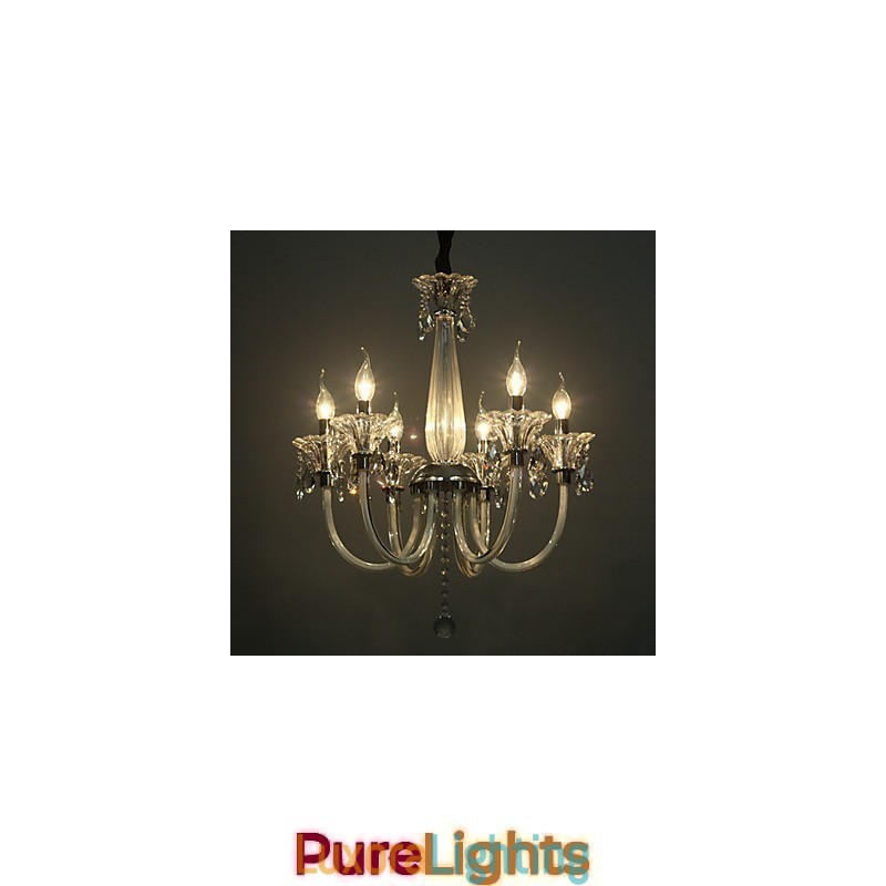 Designer Touch Decorative American Style Lodge 6 Light Chandelier With Glass Shade