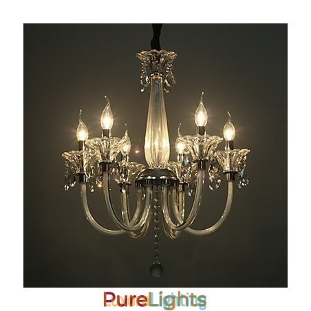 Designer Touch Decorative American Style Lodge 6 Light Chandelier With Glass Shade