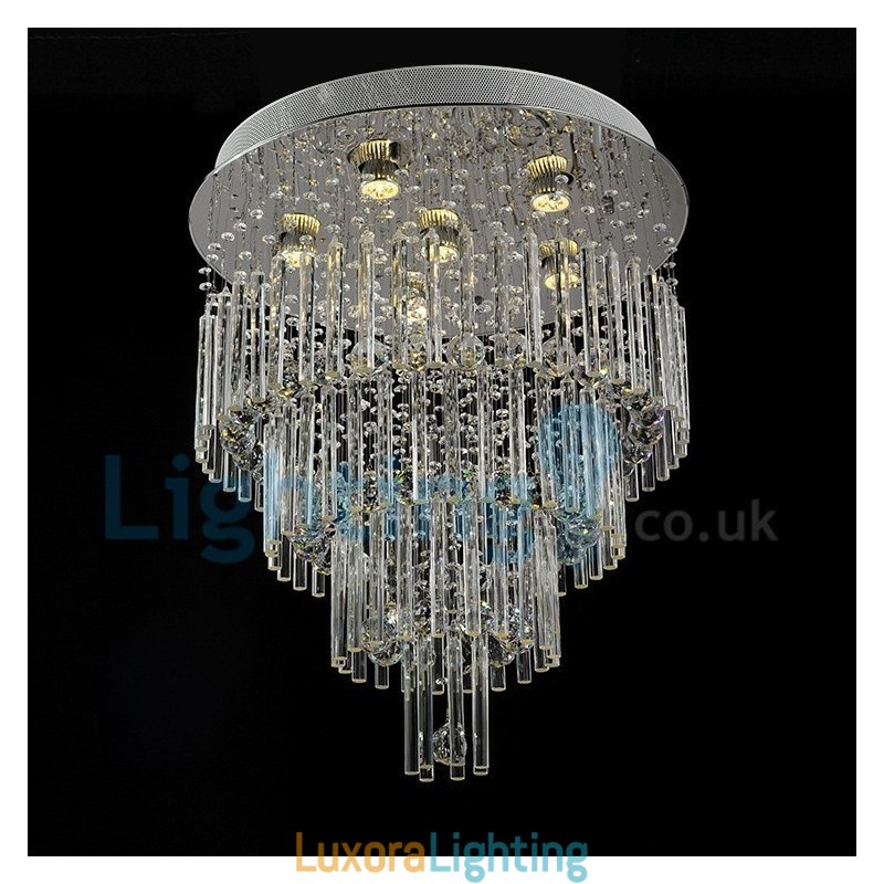 Designer Touch Decorative Modern Contemporary Chandelier Flush mount Pendant Fixture Crystal Rain Drop Light