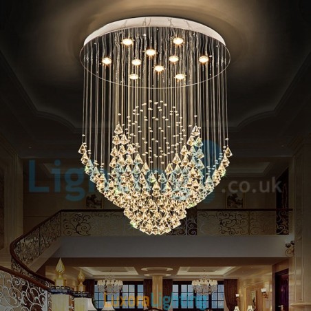 Designer Touch Decorative Modern Contemporary Chandelier Flush mount Pendant Fixture Crystal Rain Drop Light