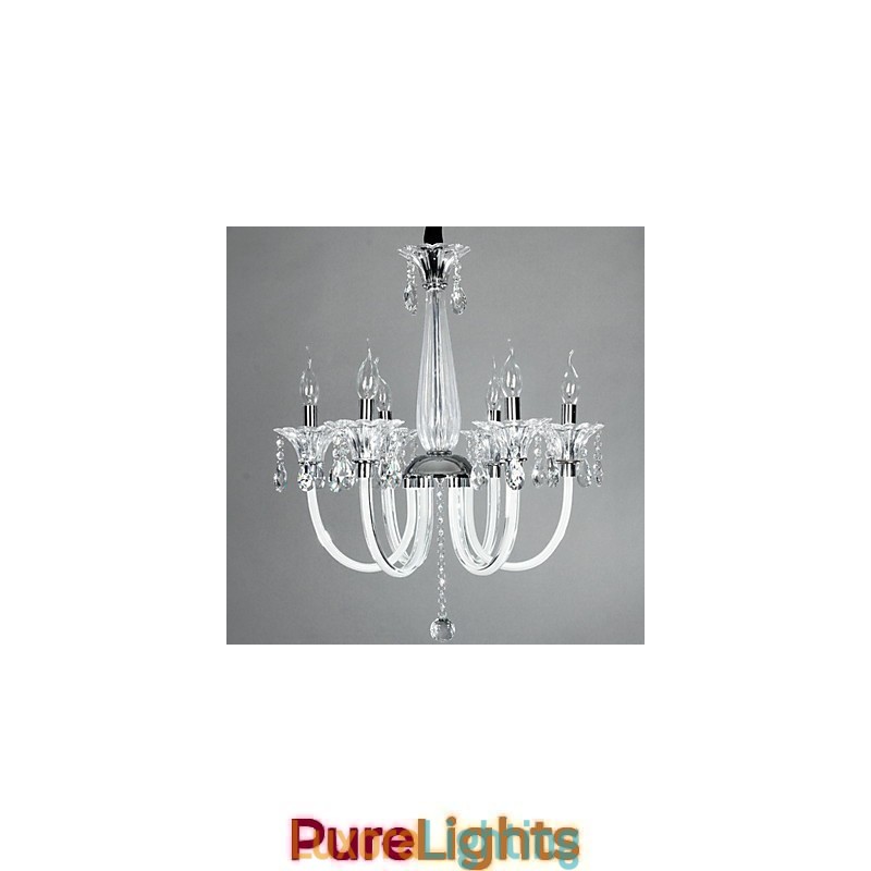 Designer Touch Decorative American Style Lodge 6 Light Chandelier With Glass Shade