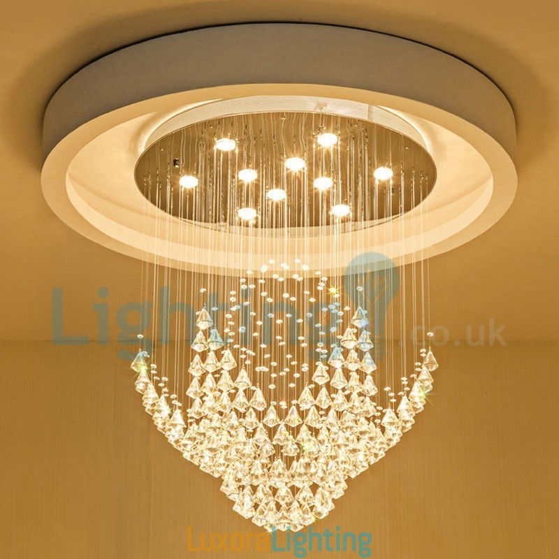 Designer Touch Decorative Modern Contemporary Chandelier Flush mount Pendant Fixture Crystal Rain Drop Light