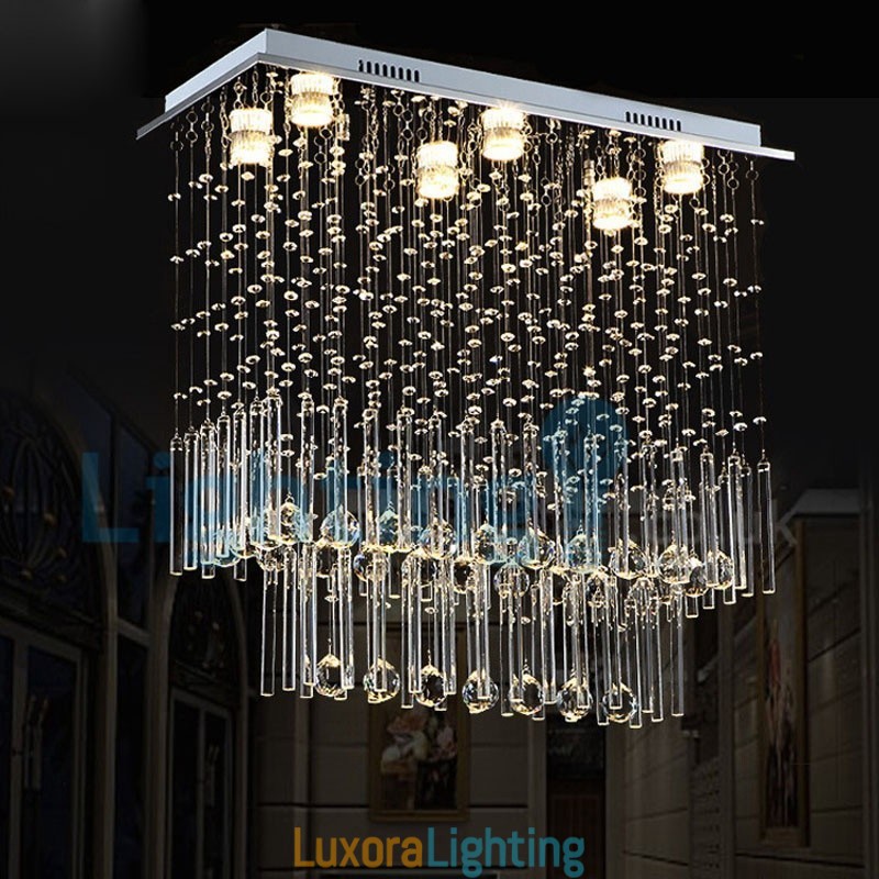 Designer Touch Decorative Modern Contemporary Chandelier Flush mount Pendant Fixture Crystal Rain Drop Light