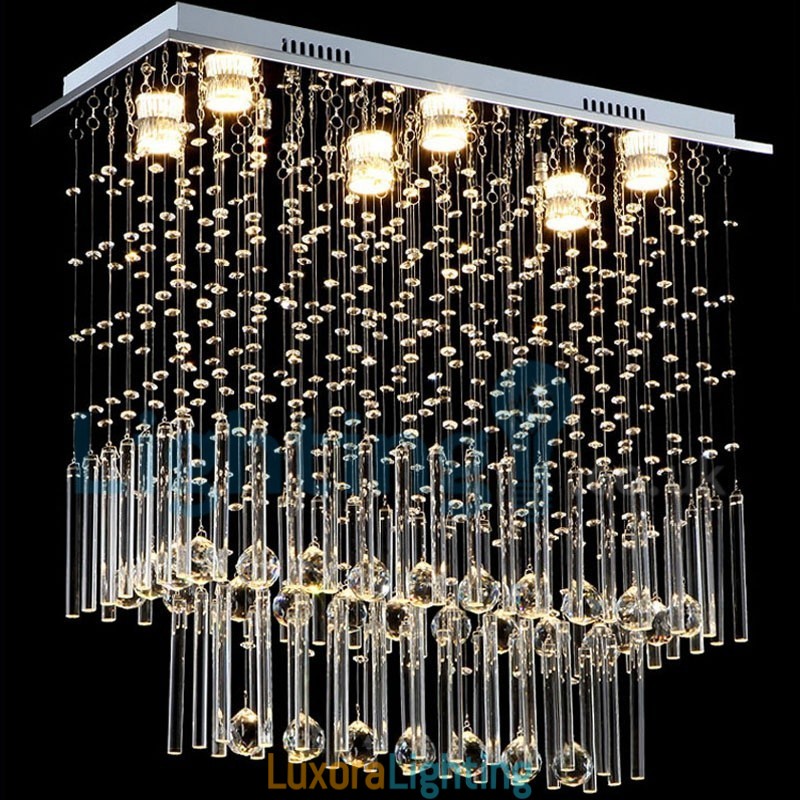 Designer Touch Decorative Modern Contemporary Chandelier Flush mount Pendant Fixture Crystal Rain Drop Light