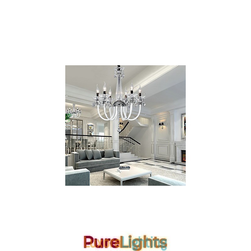 Designer Touch Decorative American Style Lodge 6 Light Chandelier With Glass Shade