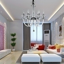 Designer Touch Decorative American Style Lodge 6 Light Chandelier With Glass Shade