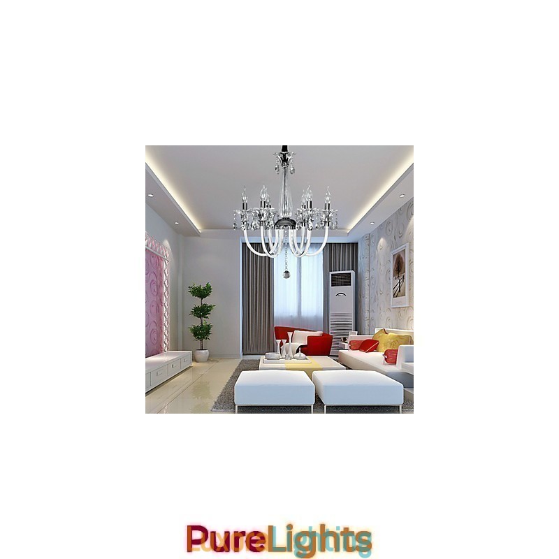 Designer Touch Decorative American Style Lodge 6 Light Chandelier With Glass Shade