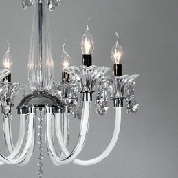 Designer Touch Decorative American Style Lodge 6 Light Chandelier With Glass Shade