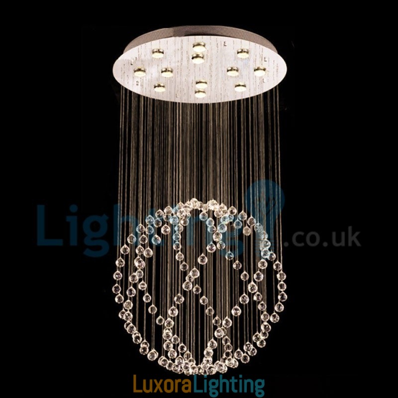 Designer Touch Decorative Modern Contemporary Chandelier Flush mount Pendant Fixture Crystal Rain Drop Light