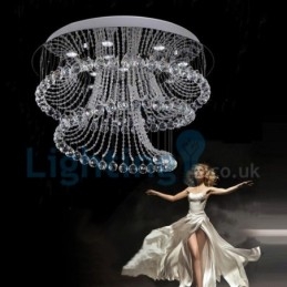 Designer Touch Decorative Modern Contemporary Chandelier Flush mount Pendant Fixture Crystal Rain Drop Light