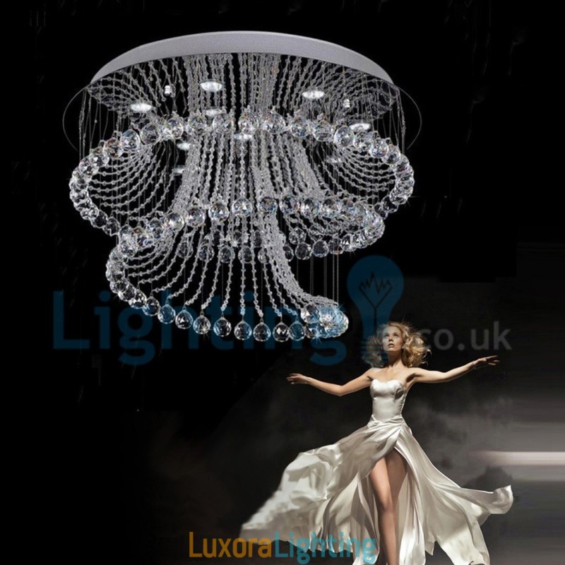 Designer Touch Decorative Modern Contemporary Chandelier Flush mount Pendant Fixture Crystal Rain Drop Light