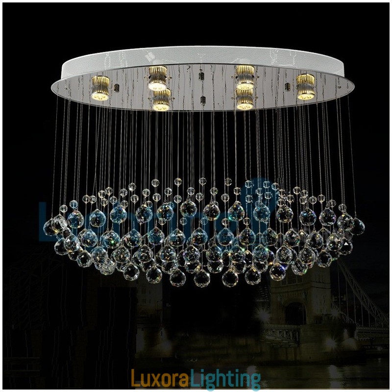 Designer Touch Decorative Modern Contemporary Chandelier Flush mount Pendant Fixture Crystal Rain Drop Light