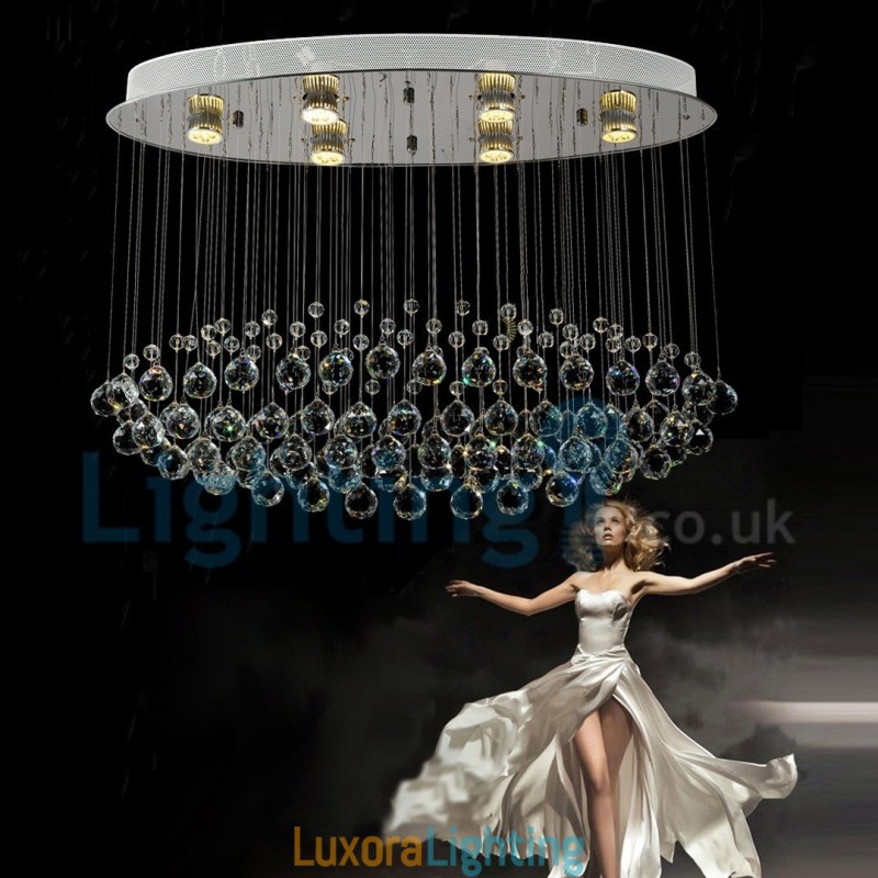 Designer Touch Decorative Modern Contemporary Chandelier Flush mount Pendant Fixture Crystal Rain Drop Light