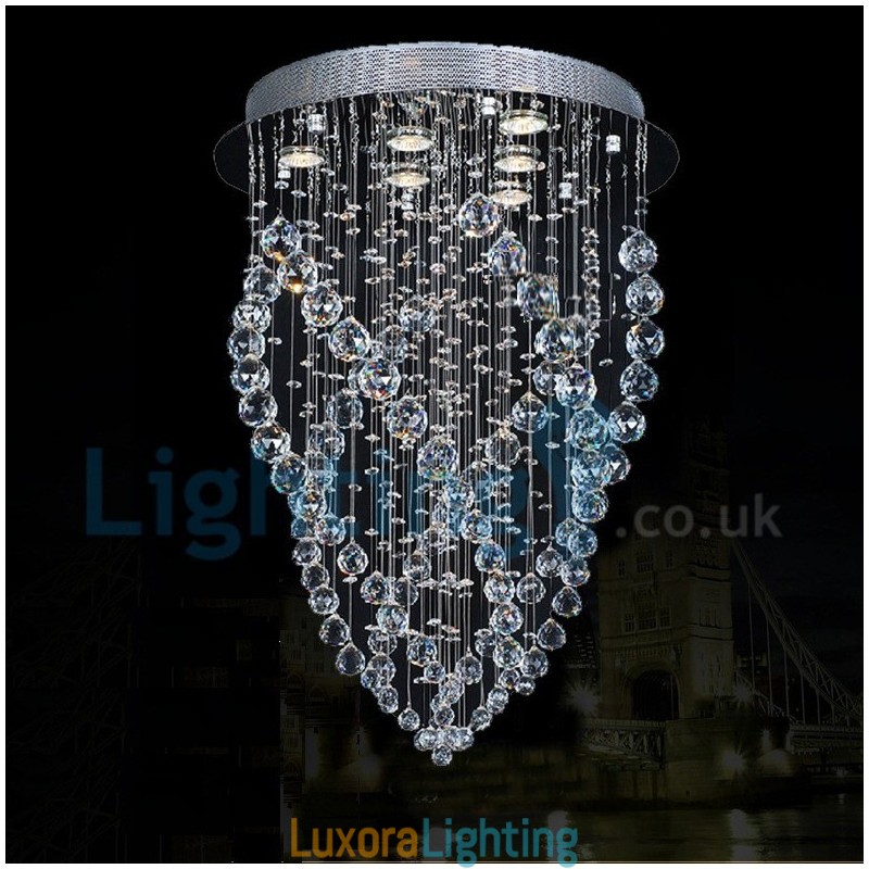 Designer Touch Decorative Modern Contemporary Chandelier Flush mount Pendant Fixture Crystal Rain Drop Light