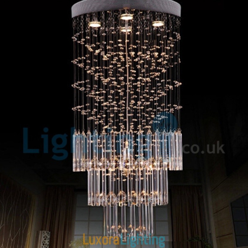 Designer Touch Decorative Modern Contemporary Chandelier Flush mount Pendant Fixture Crystal Rain Drop Light