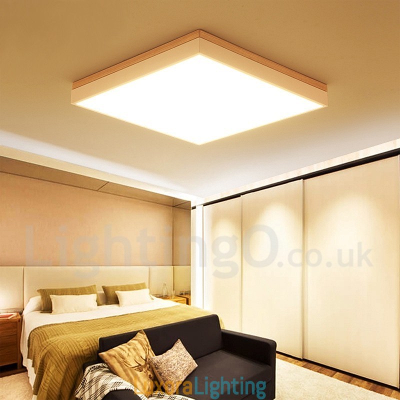 Designer Touch Decorative Simple and Modern Square Ultra thin Solid Wood Ceiling Lamp
