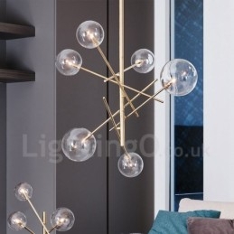 Designer Touch Decorative 6 Lights Nordic Lamp Chandelier Simple Creative Retro Iron Glass Ball Magic Bean Chandelier