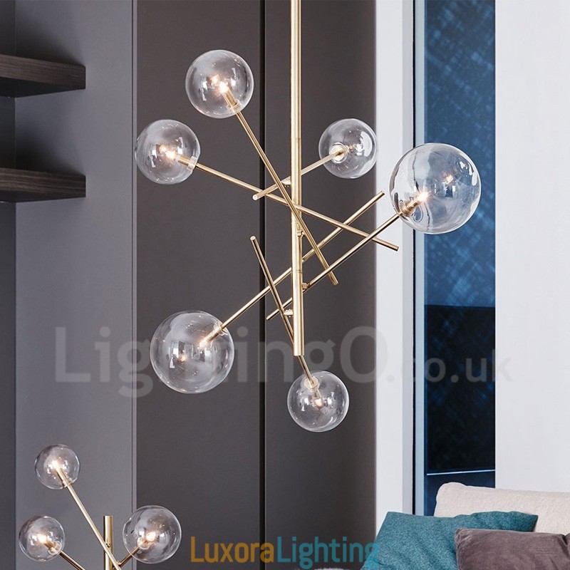Designer Touch Decorative 6 Lights Nordic Lamp Chandelier Simple Creative Retro Iron Glass Ball Magic Bean Chandelier