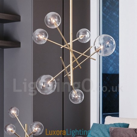 Designer Touch Decorative 6 Lights Nordic Lamp Chandelier Simple Creative Retro Iron Glass Ball Magic Bean Chandelier