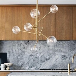 Designer Touch Decorative 6 Lights Nordic Lamp Chandelier Simple Creative Retro Iron Glass Ball Magic Bean Chandelier