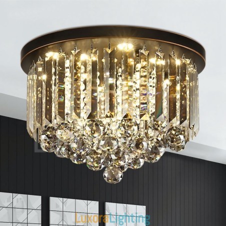 Designer Touch Decorative Retro Round Grey Crystal Ceiling Lights