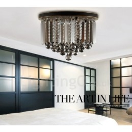 Designer Touch Decorative Retro Round Grey Crystal Ceiling Lights
