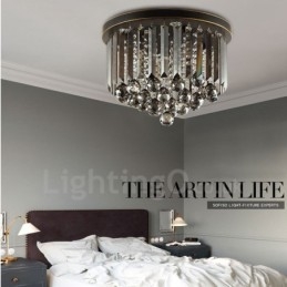 Designer Touch Decorative Retro Round Grey Crystal Ceiling Lights