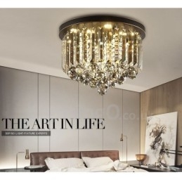 Designer Touch Decorative Retro Round Grey Crystal Ceiling Lights